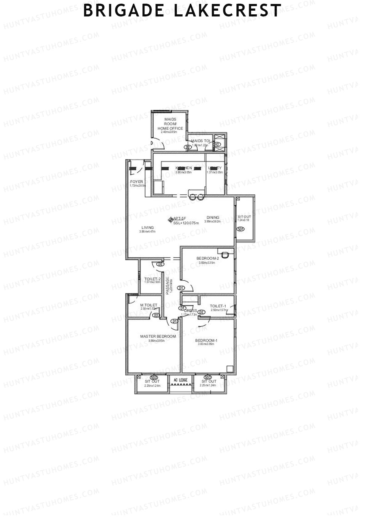 Brigade Lakecrest Block 2 Wing D Unit 28 Floor Plan