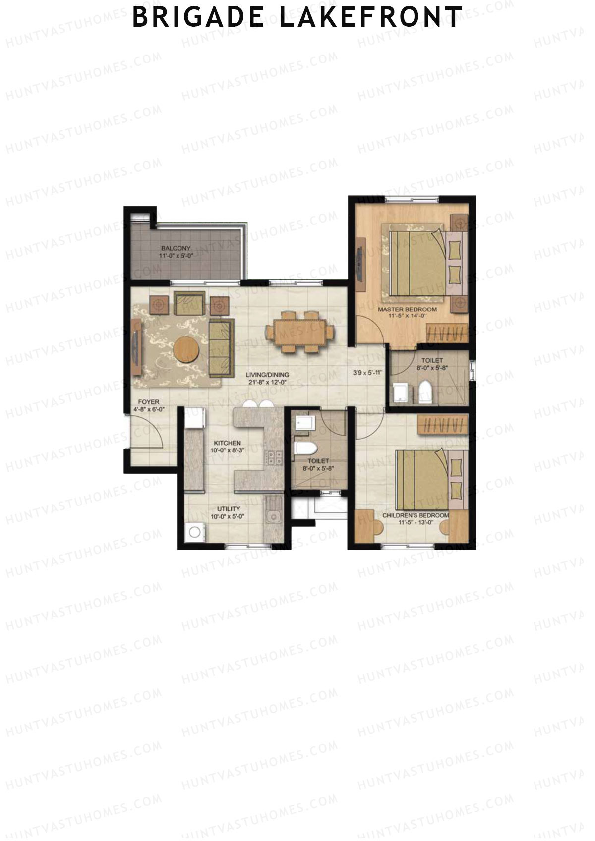 Brigade Lakefront Wing B Unit 8 (Type 2) Floor Plan