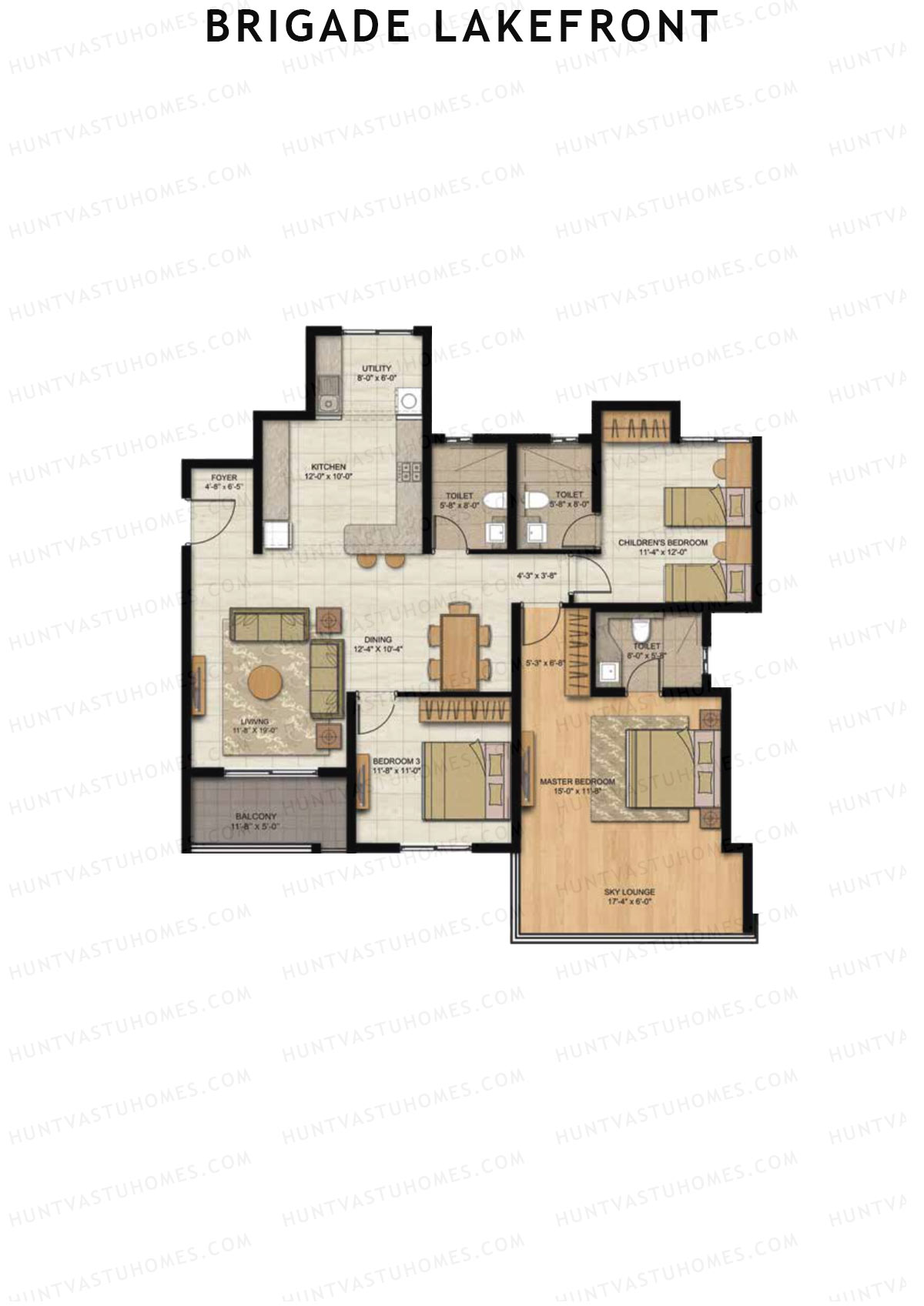 Brigade Lakefront Wing C Unit 11 (Type 2) Floor Plan