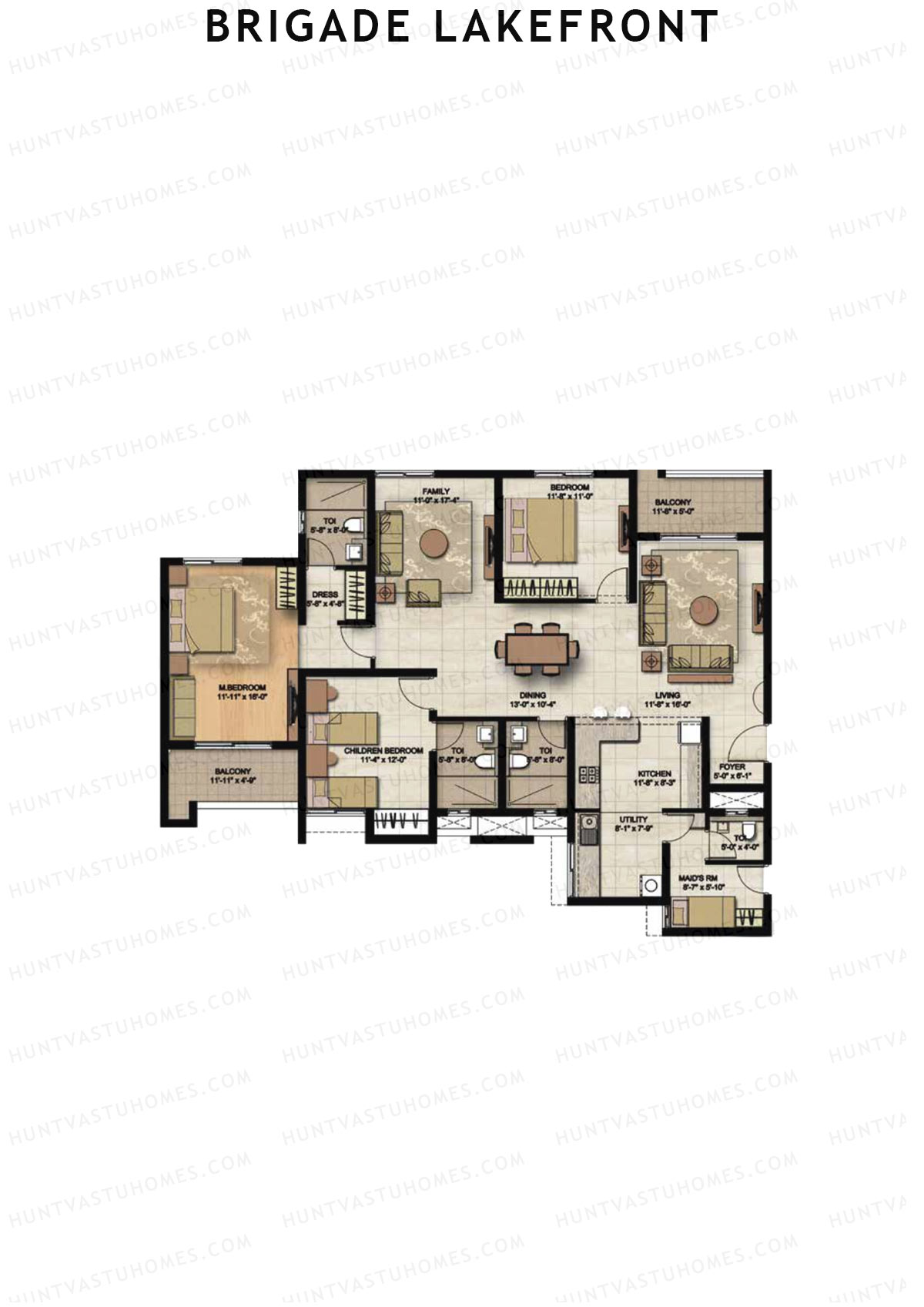 Brigade Lakefront Wing G Unit 28 (Type 9) Floor Plan