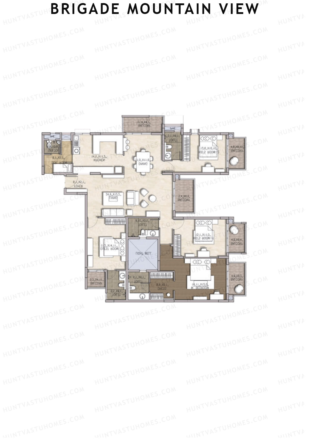 Brigade Mountain View, Block E, Unit 30, 4BHK, Carpet Area 1739   sq ft 