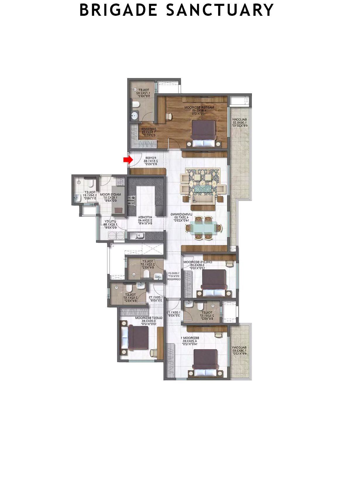 Brigade Sanctuary Tower A Unit 1 (Type 1) Floor Plan