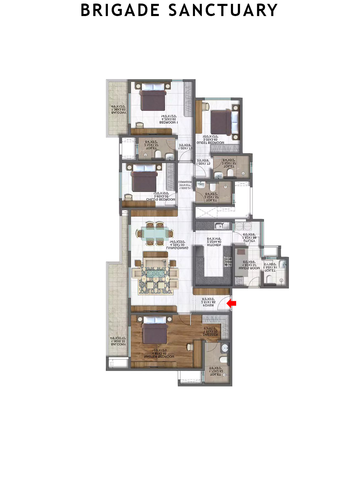 Brigade Sanctuary Tower A Unit 3 (Type 1) Floor Plan