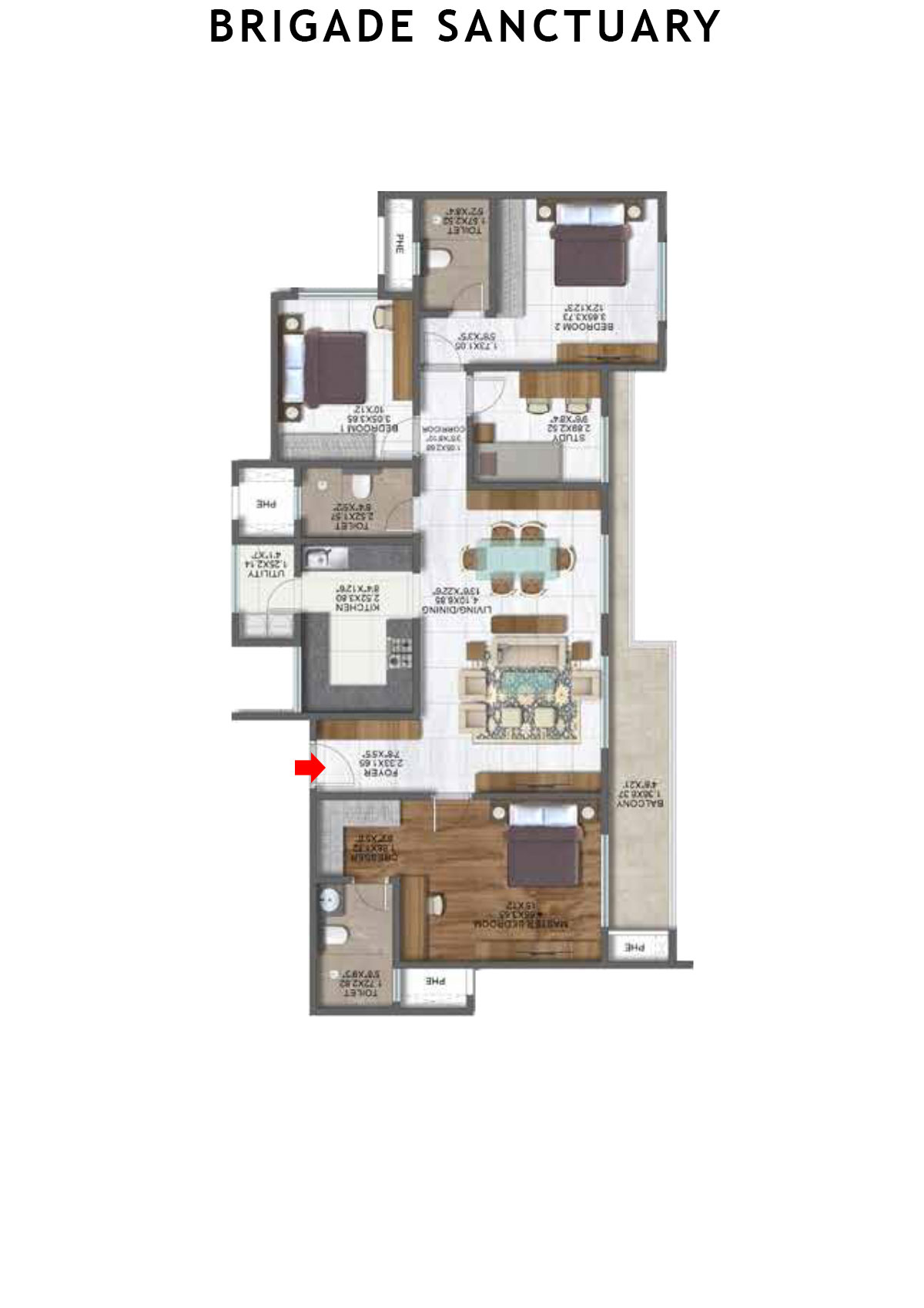 Brigade Sanctuary Tower D Unit 4 (Type 2) Floor Plan