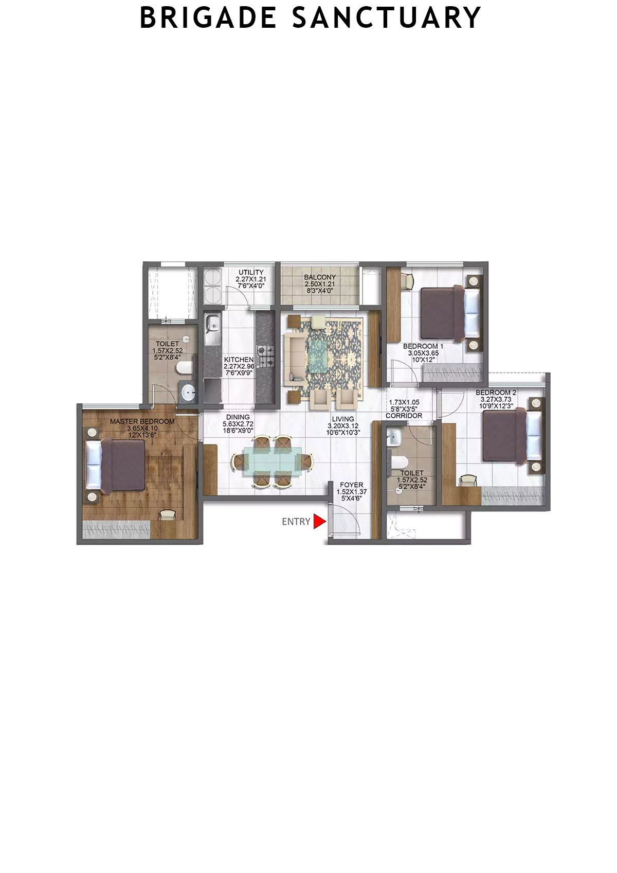Brigade Sanctuary Tower H Unit 3 (Type 5) Floor Plan