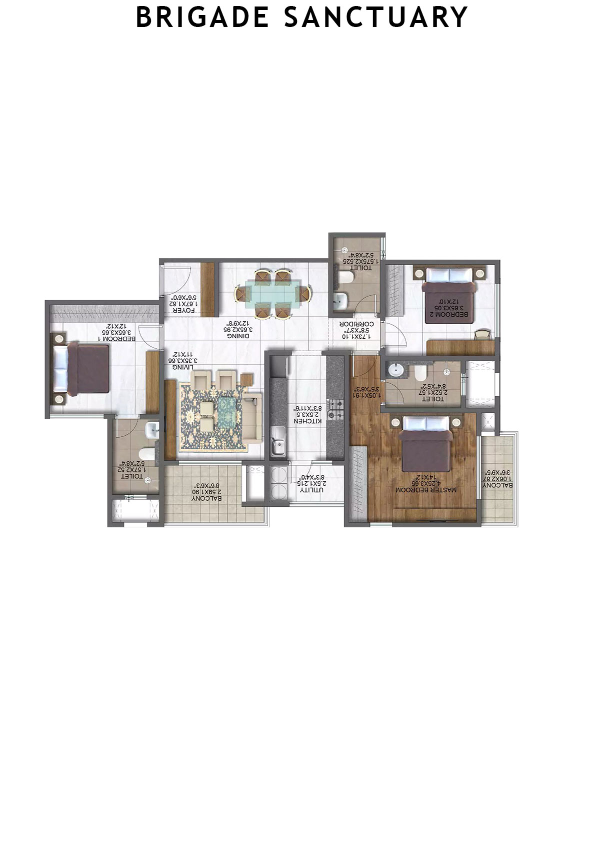 Brigade Sanctuary Tower H Unit 5 (Type 3) Floor Plan
