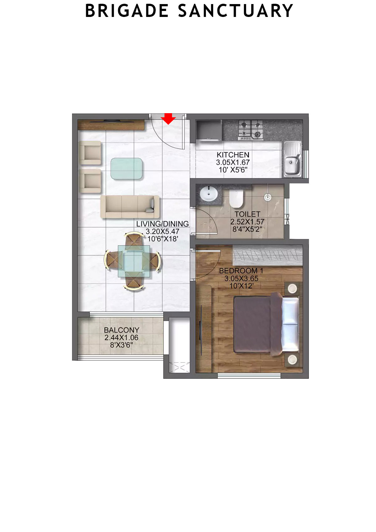 Brigade Sanctuary Tower H Unit 6 (Type 7) Floor Plan