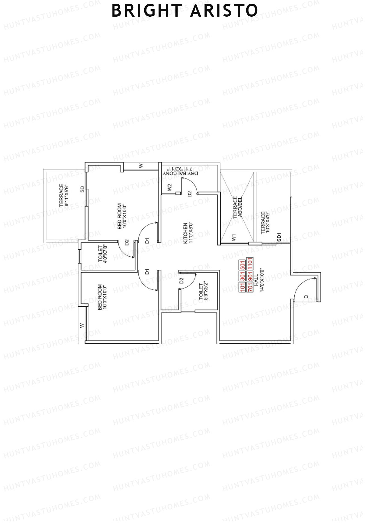 Bright Aristo Wing A Unit 1 Floor Plan
