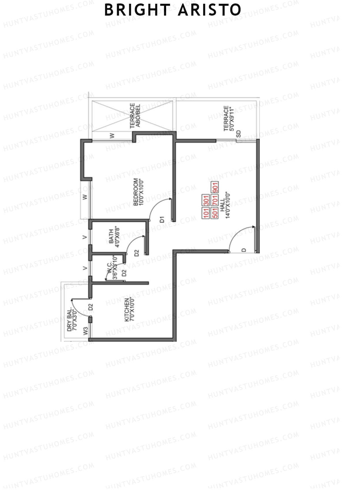 Bright Aristo Wing B Unit 1 Floor Plan