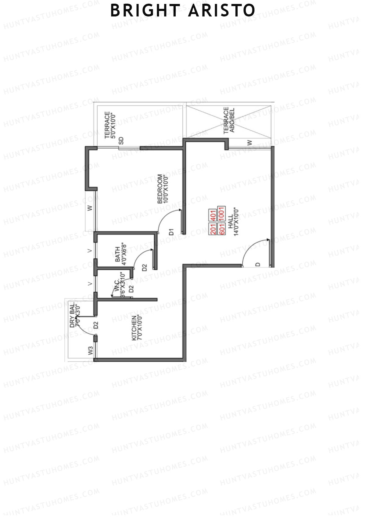 Bright Aristo Wing B Unit 1 Floor Plan