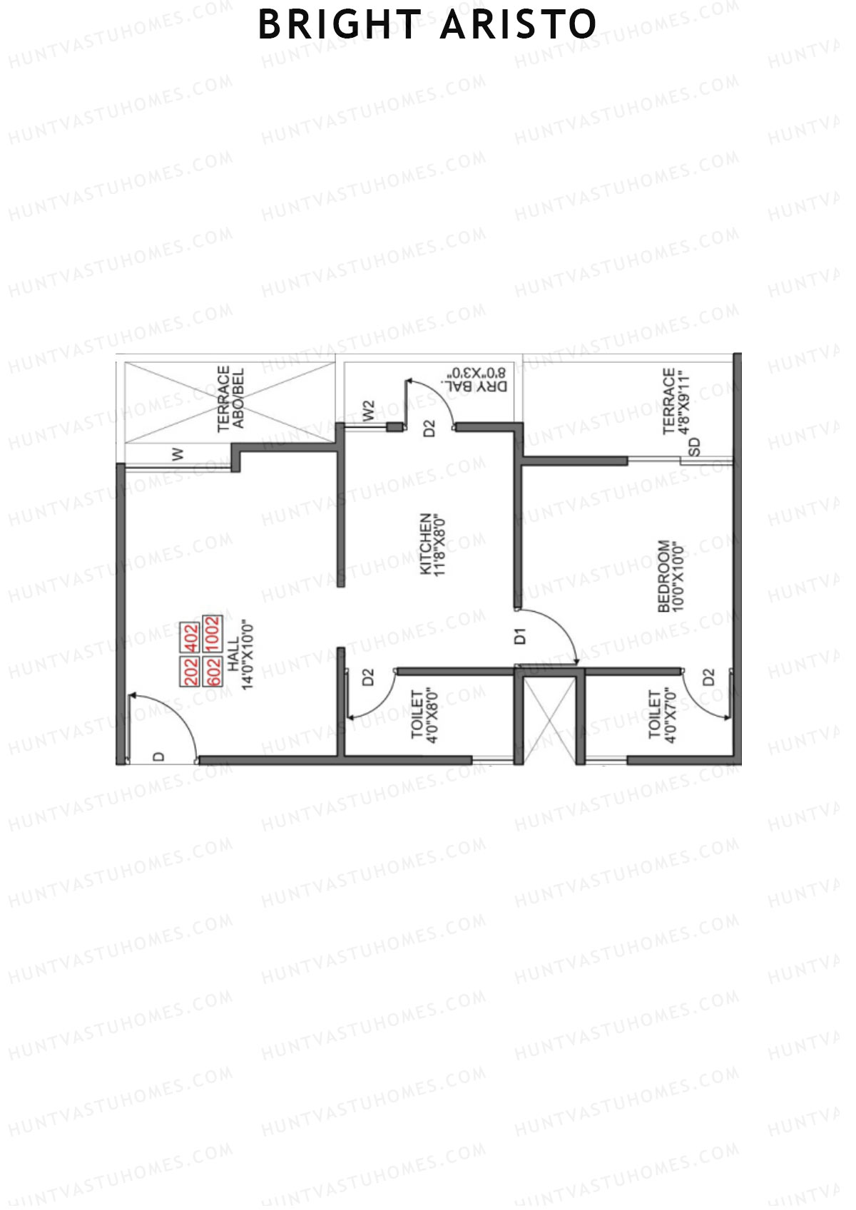Bright Aristo Wing B Unit 2 Floor Plan