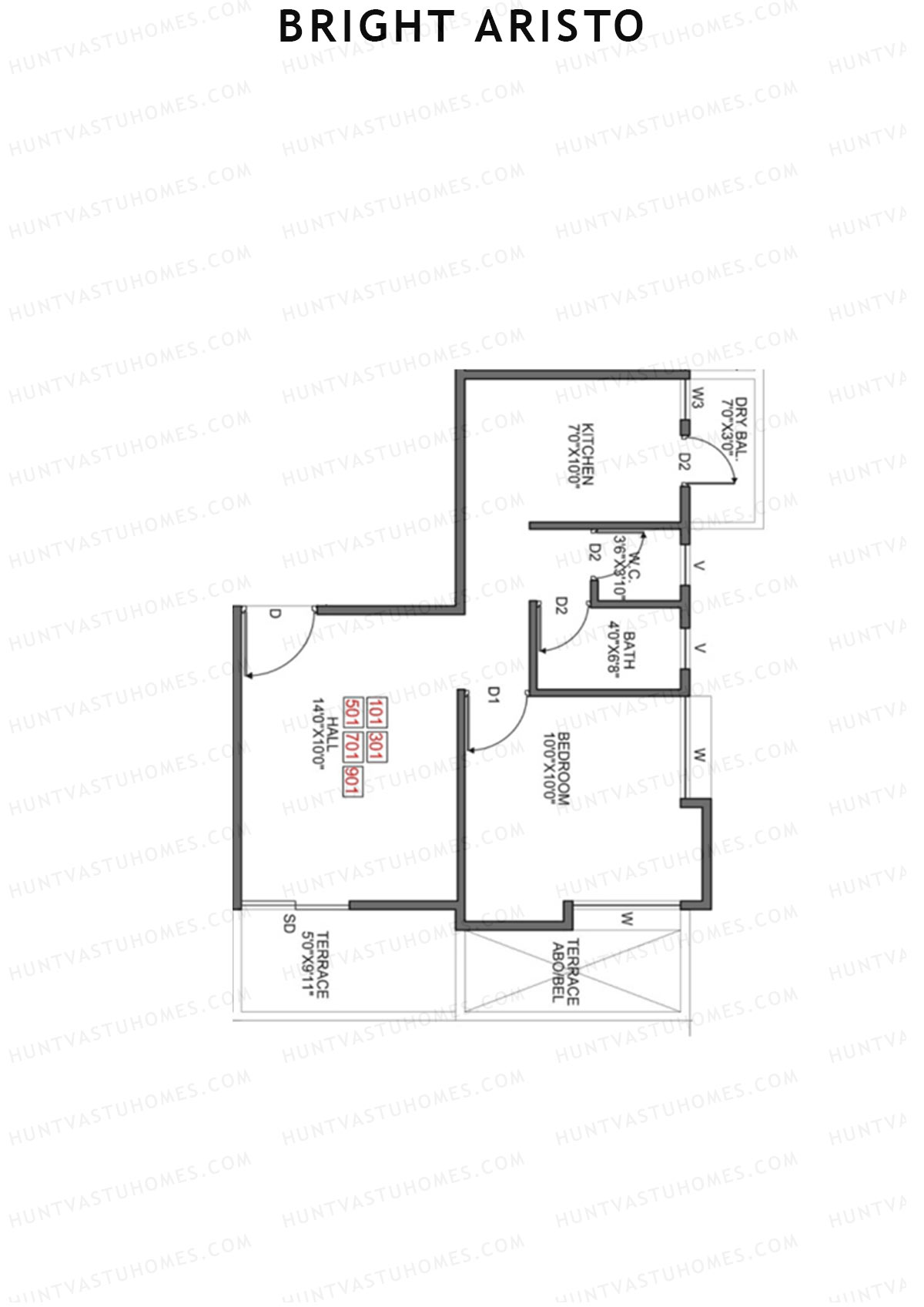 Bright Aristo Wing B Unit 5 Floor Plan