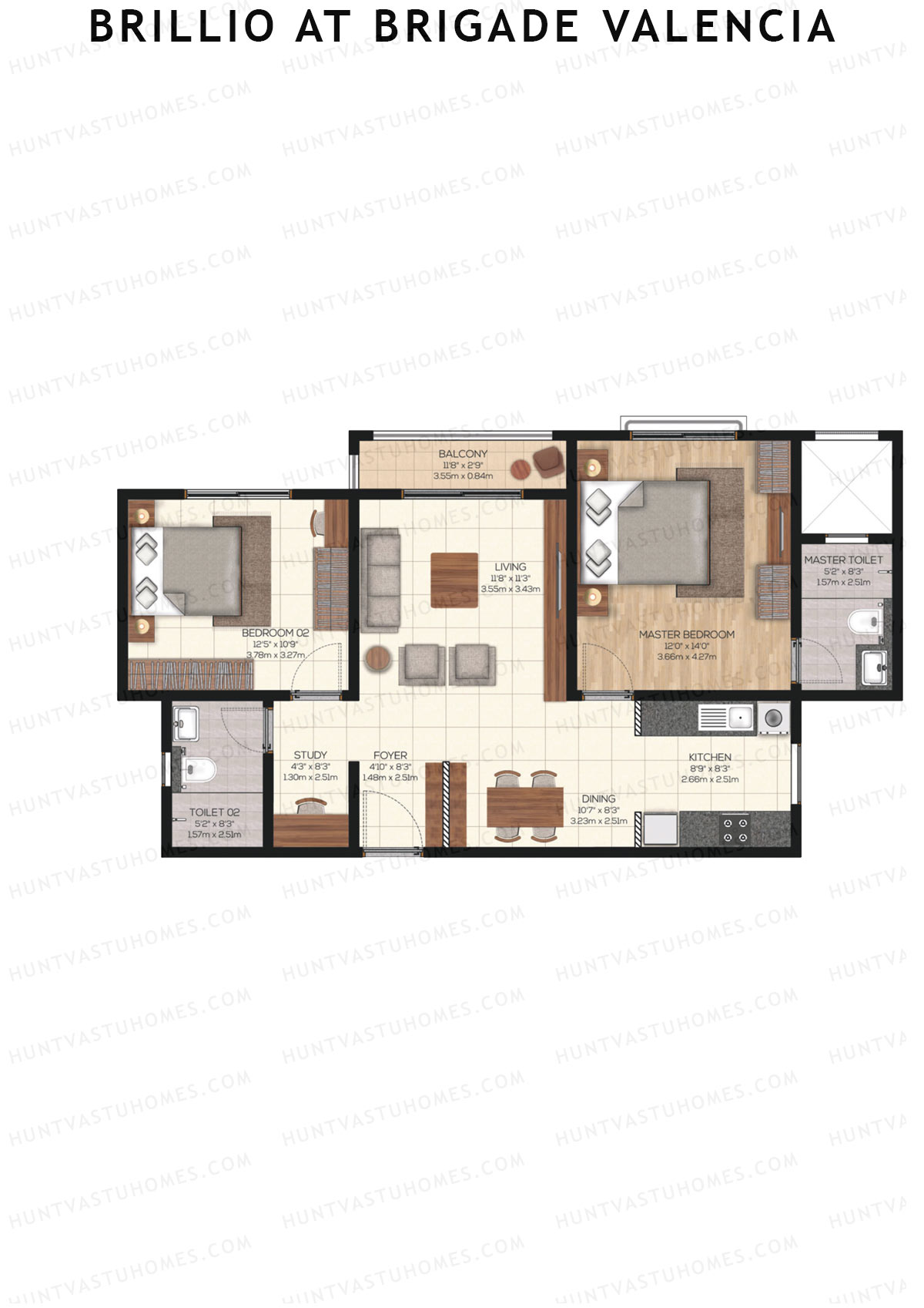 Brillio At Brigade Valencia Wing A Unit 13 (Type 2F) Floor Plan