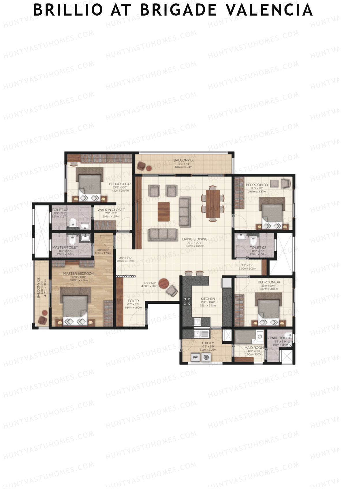Brillio At Brigade Valencia Wing A Unit 8 (Type 4B) Floor Plan