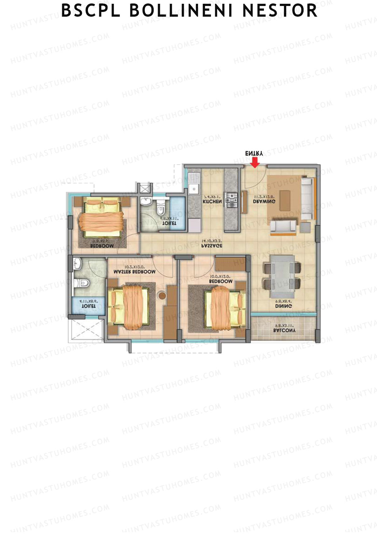 BSCPL Bollineni Nestor, Nestor, Unit 13, 4BHK, Super Area 1140   sq ft 