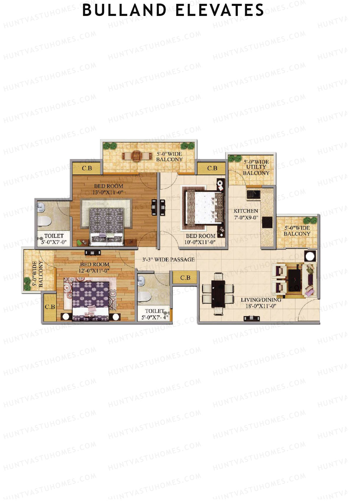 Bulland Elevates Tower B Unit 2 Floor Plan