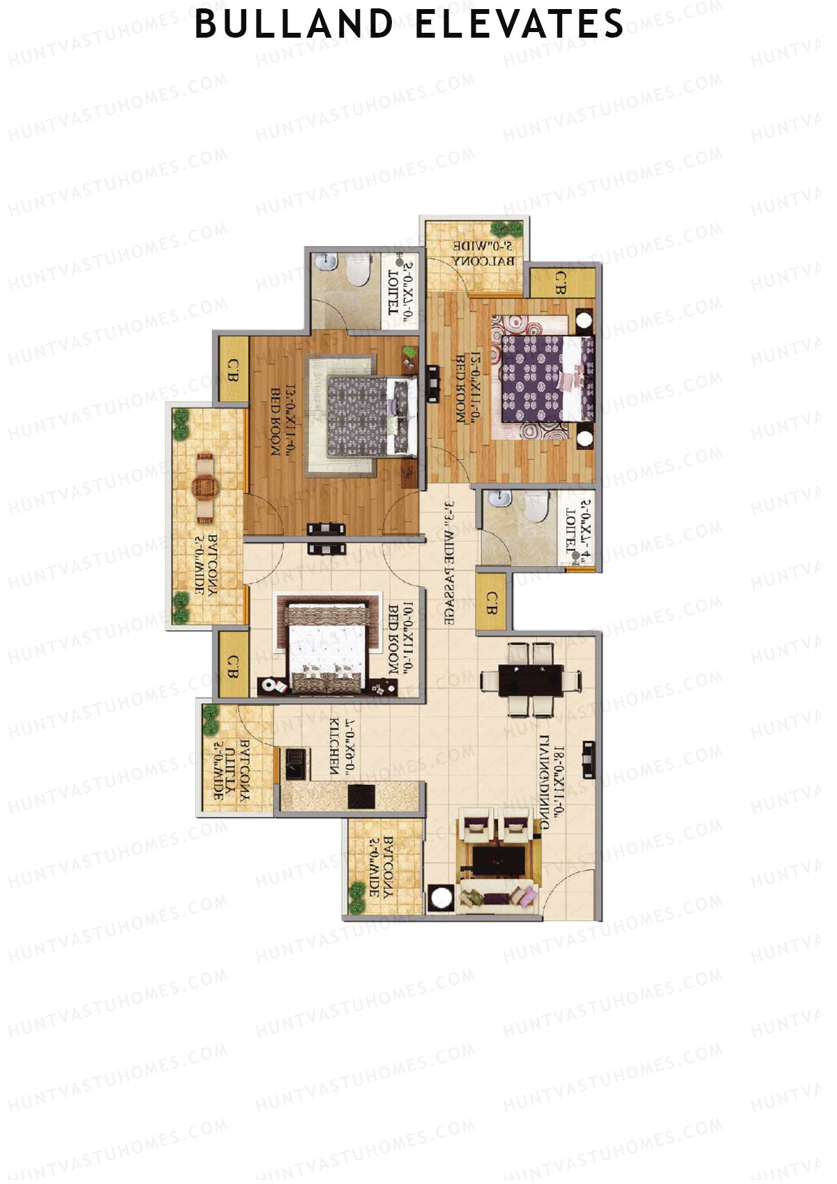 Bulland Elevates Tower B Unit 3 Floor Plan