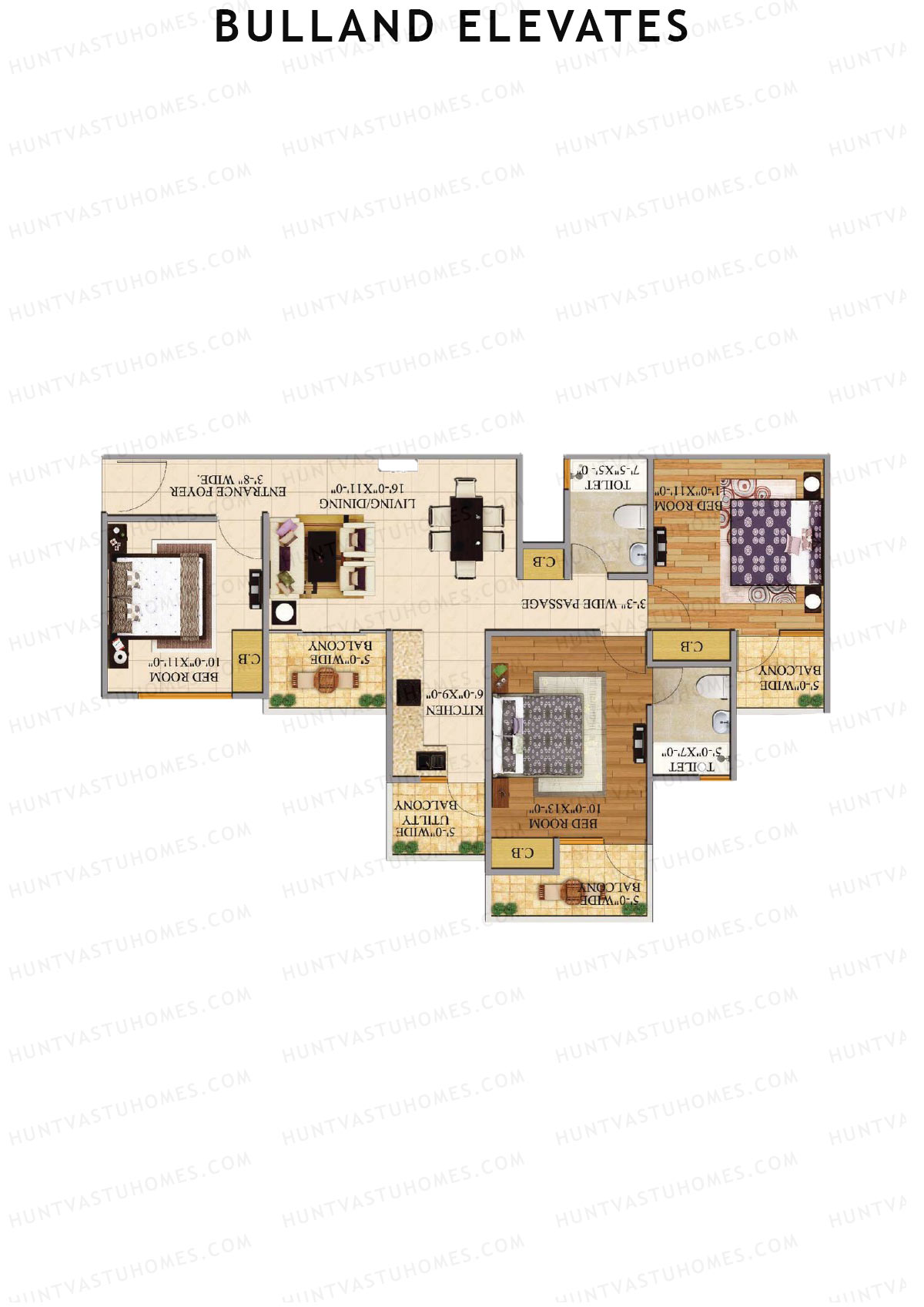 Bulland Elevates Tower C Unit 2 Floor Plan