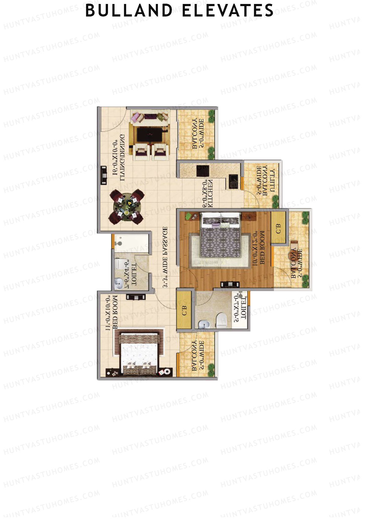 Bulland Elevates Tower C Unit 3 Floor Plan