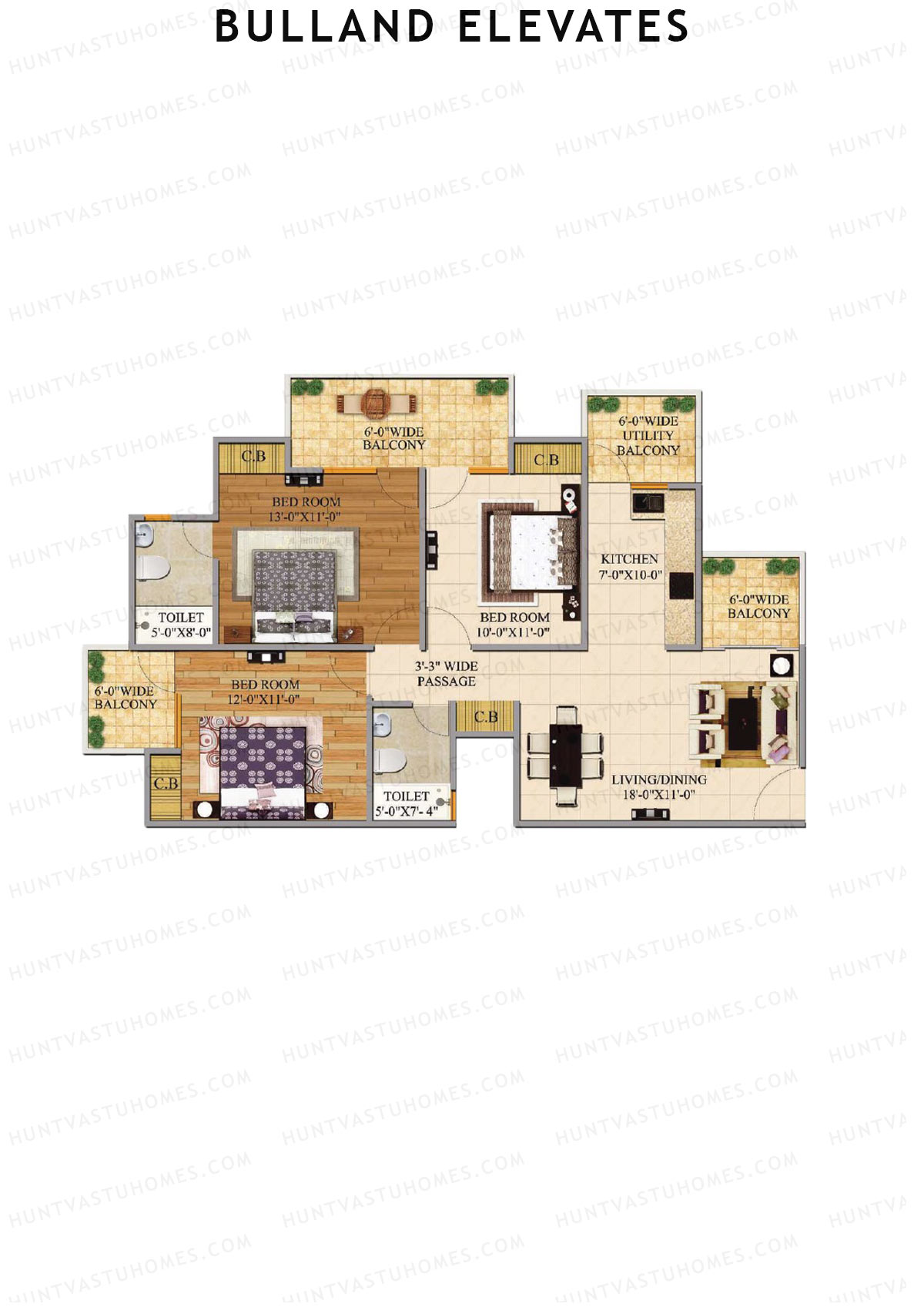 Bulland Elevates Tower D Unit 2 Floor Plan