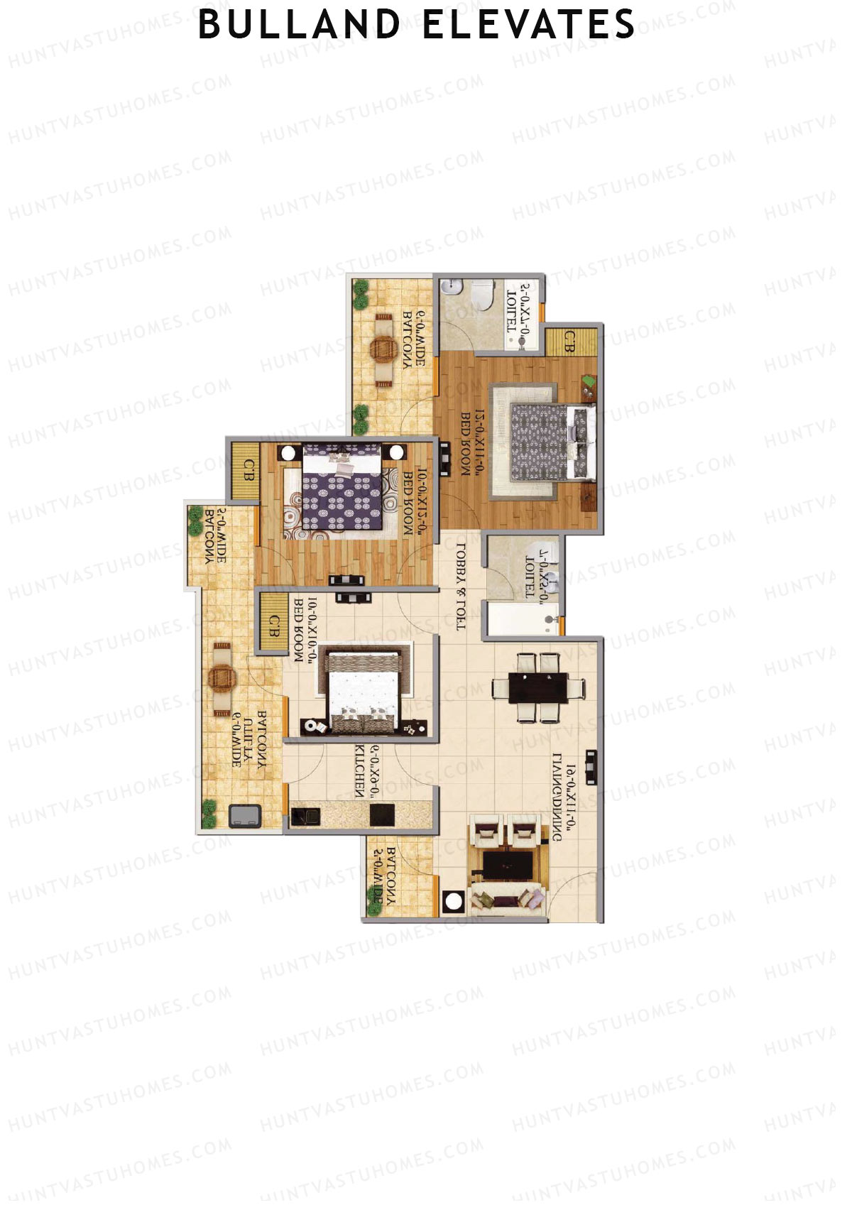 Bulland Elevates Tower D Unit 3 Floor Plan