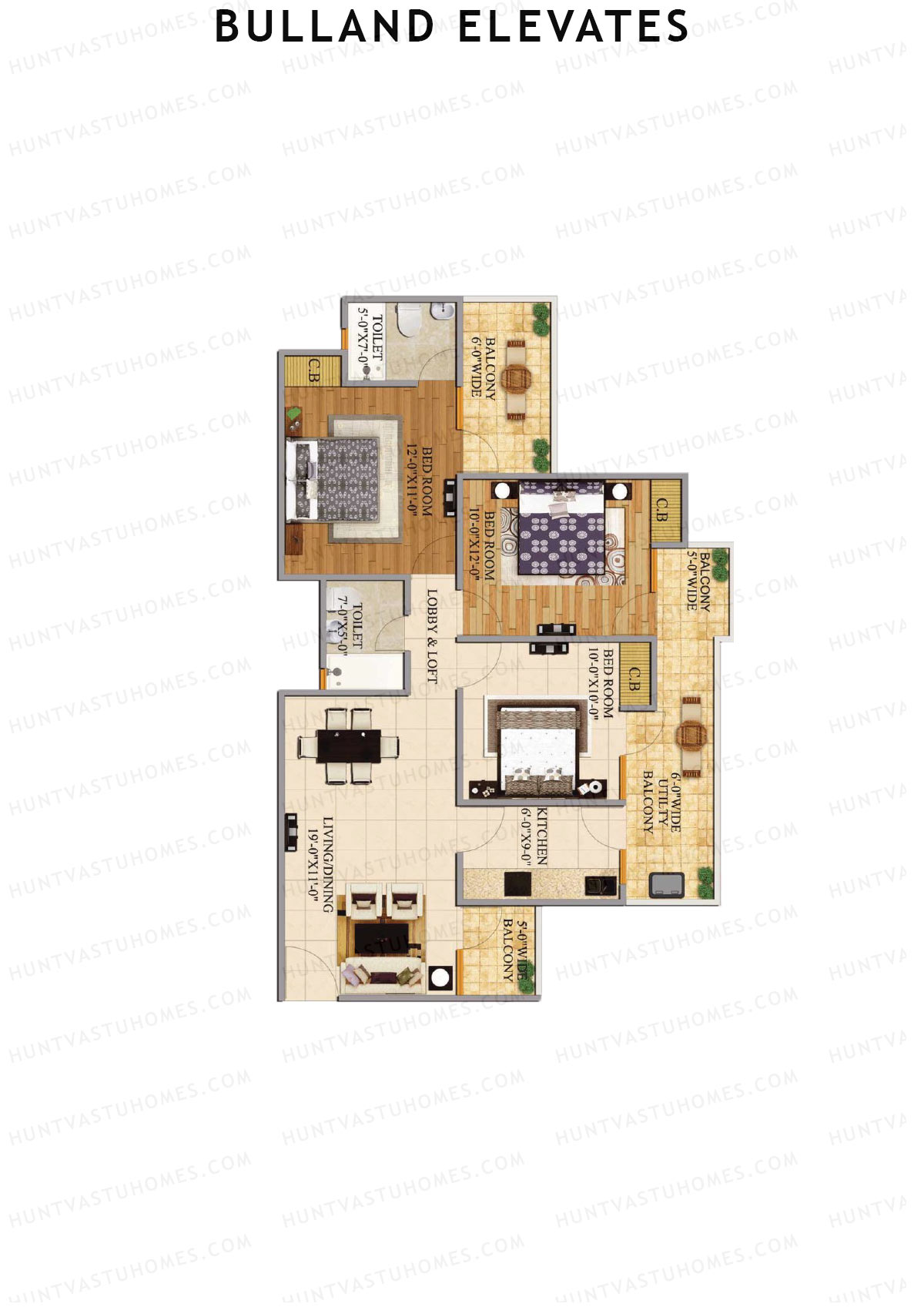 Bulland Elevates Tower D Unit 4 Floor Plan