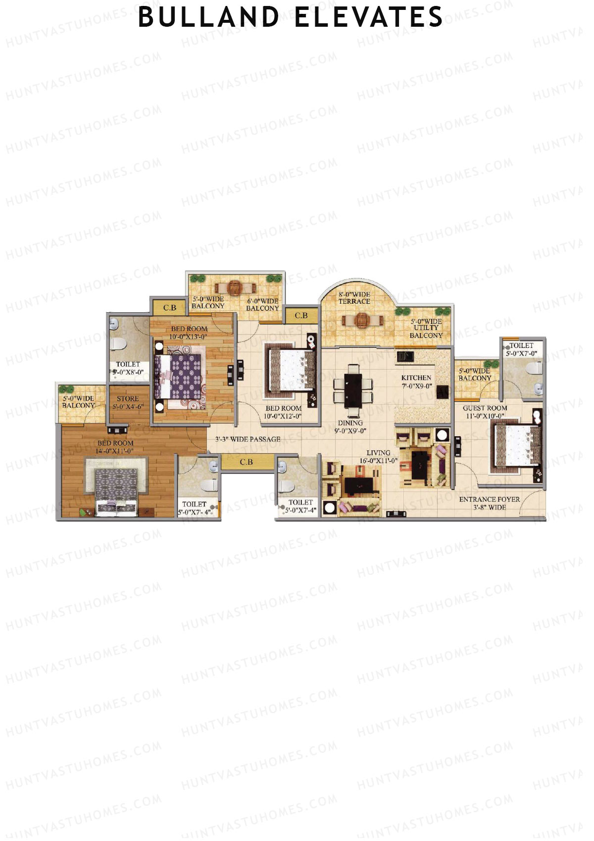 Bulland Elevates Tower E Unit 2 Floor Plan
