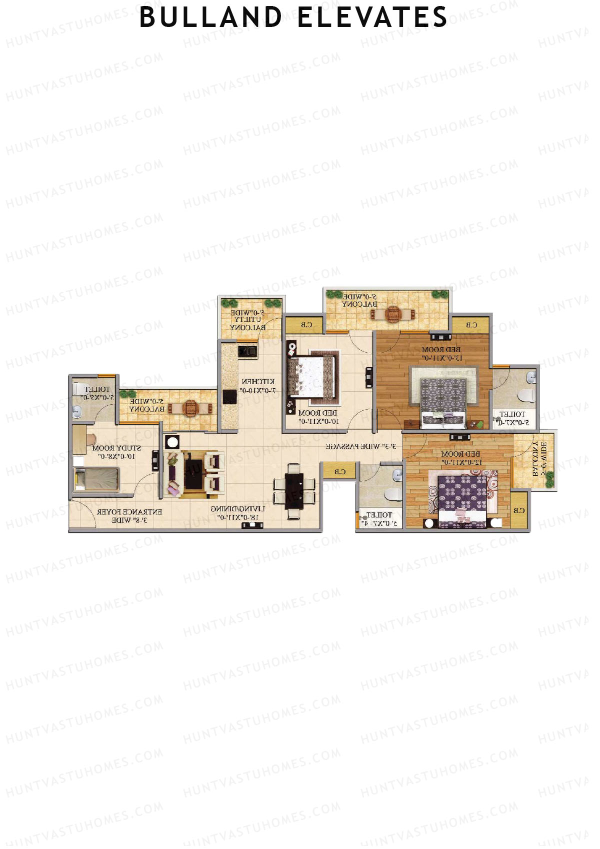 Bulland Elevates Tower E Unit 3 Floor Plan