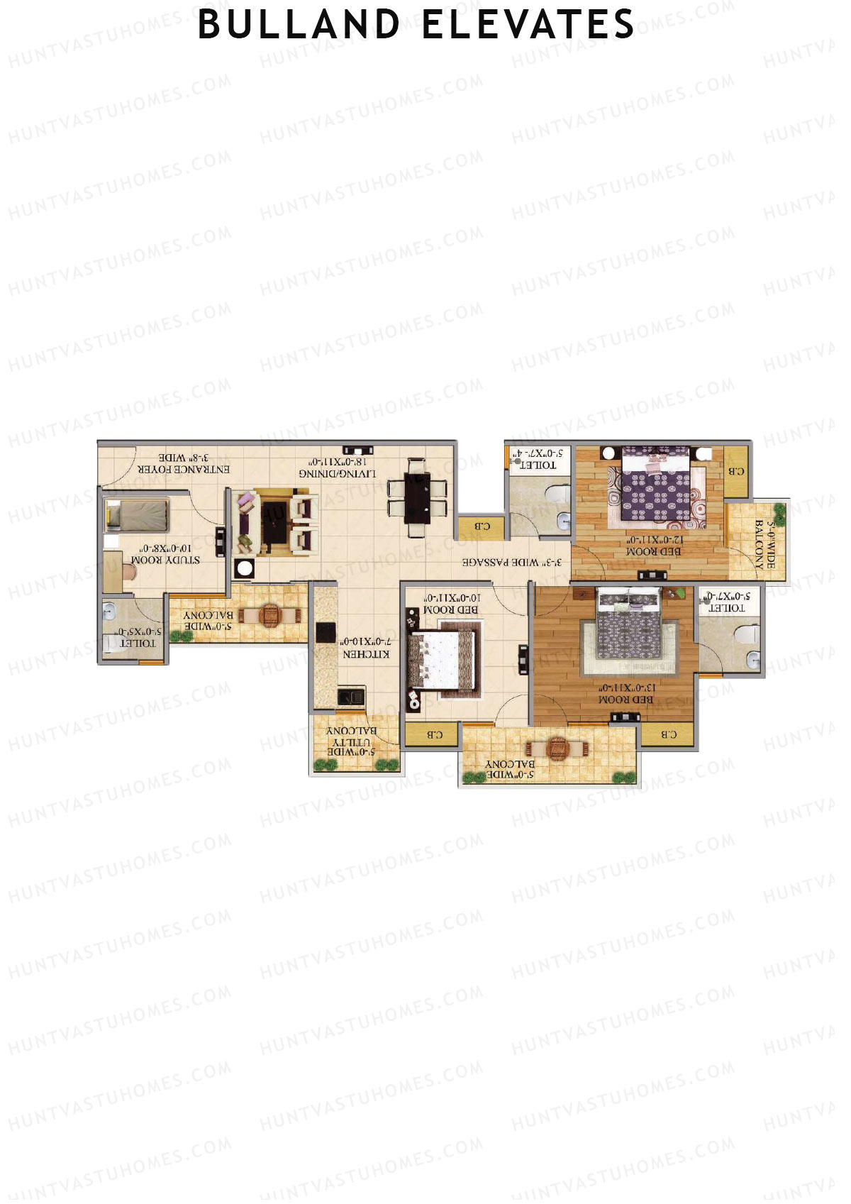 Bulland Elevates Tower E Unit 4 Floor Plan
