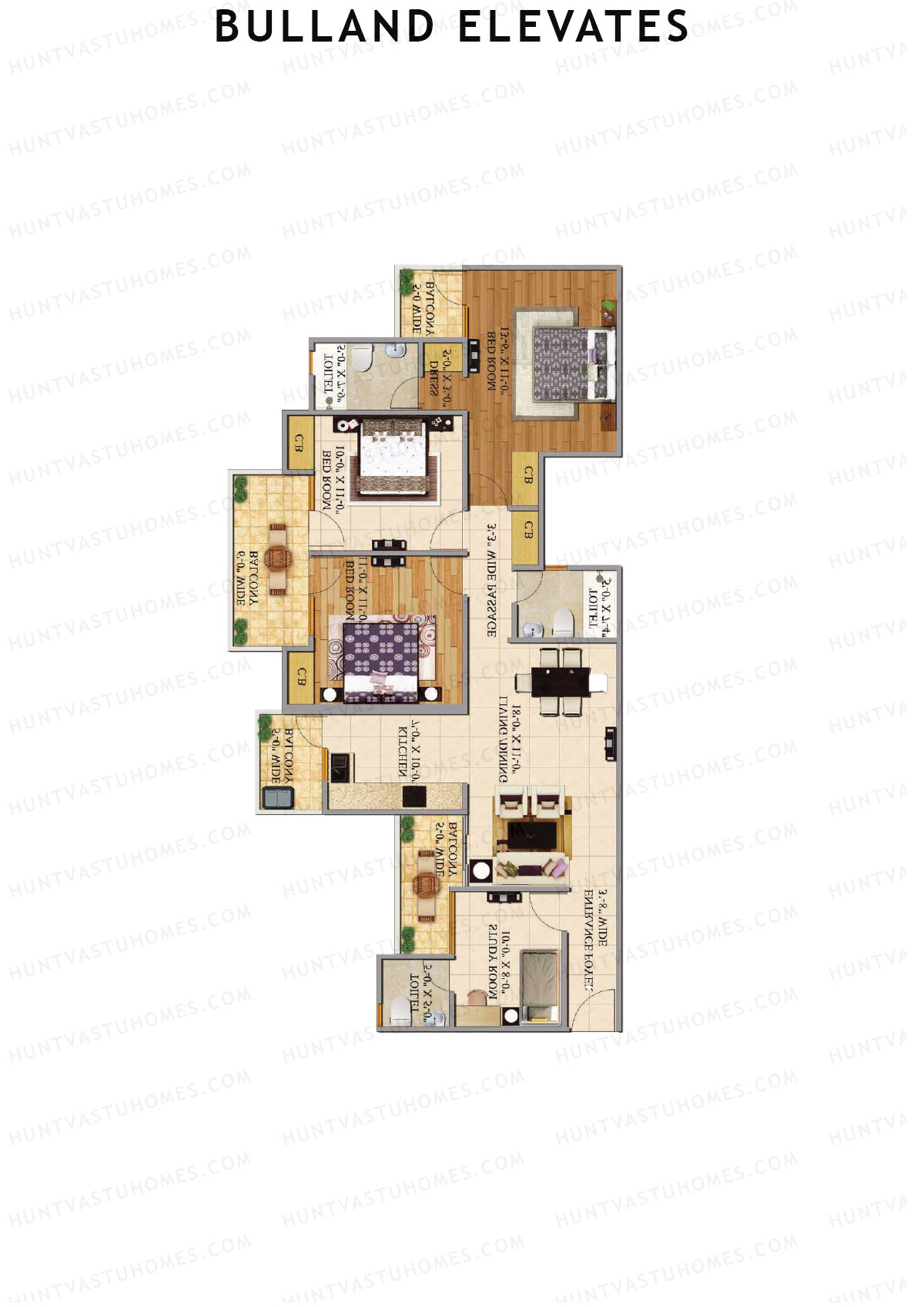 Bulland Elevates Tower F Unit 1 Floor Plan