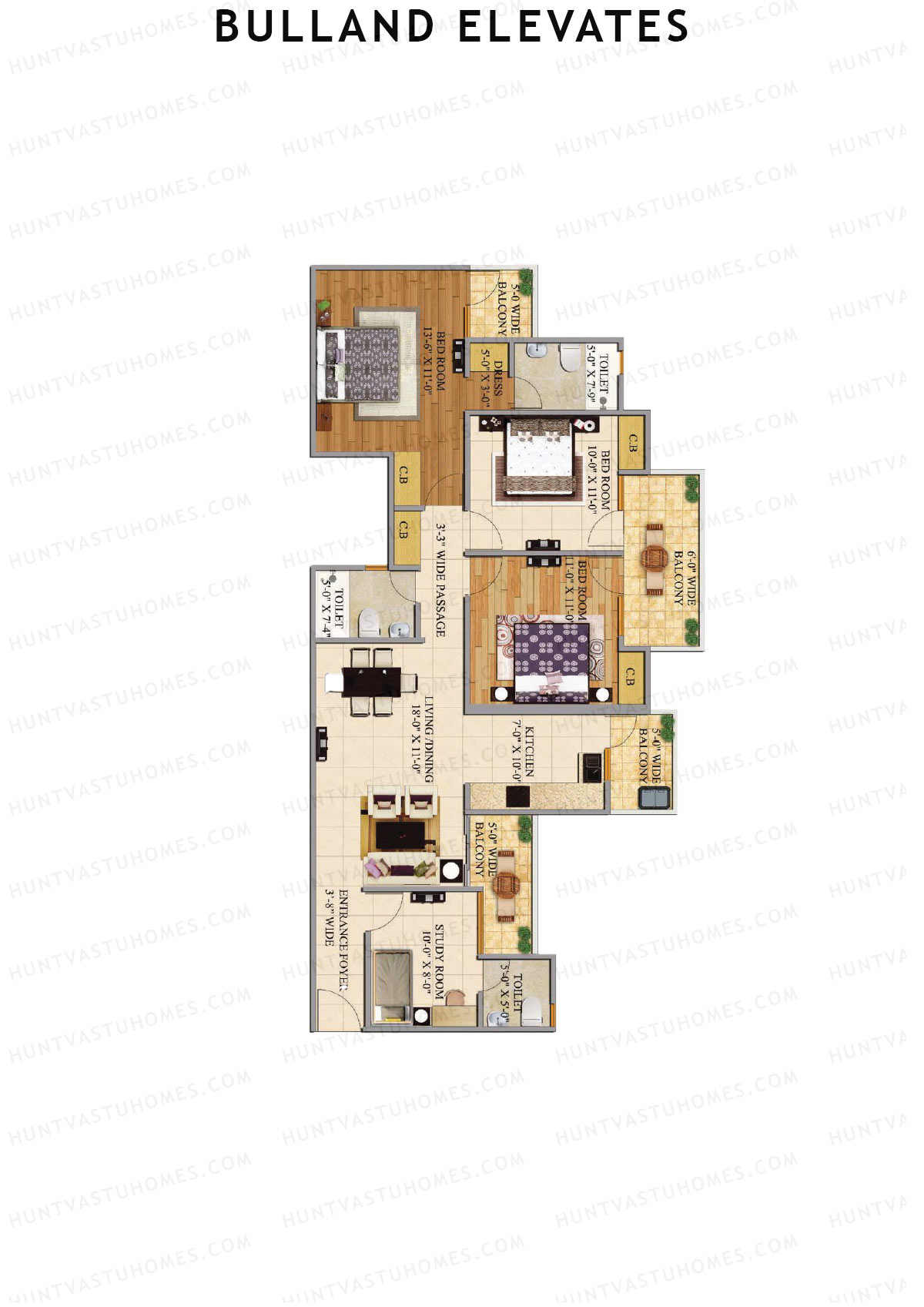 Bulland Elevates Tower F Unit 2 Floor Plan