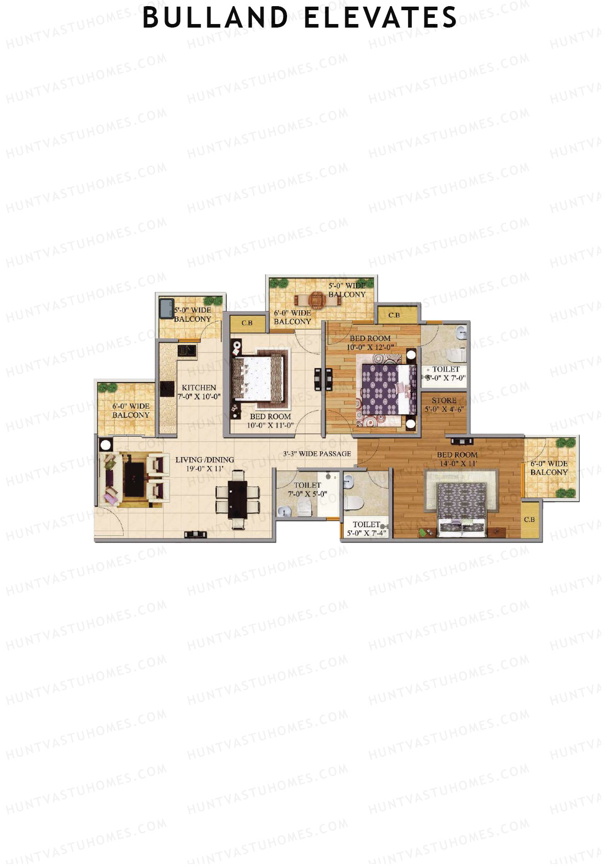 Bulland Elevates Tower F Unit 3 Floor Plan