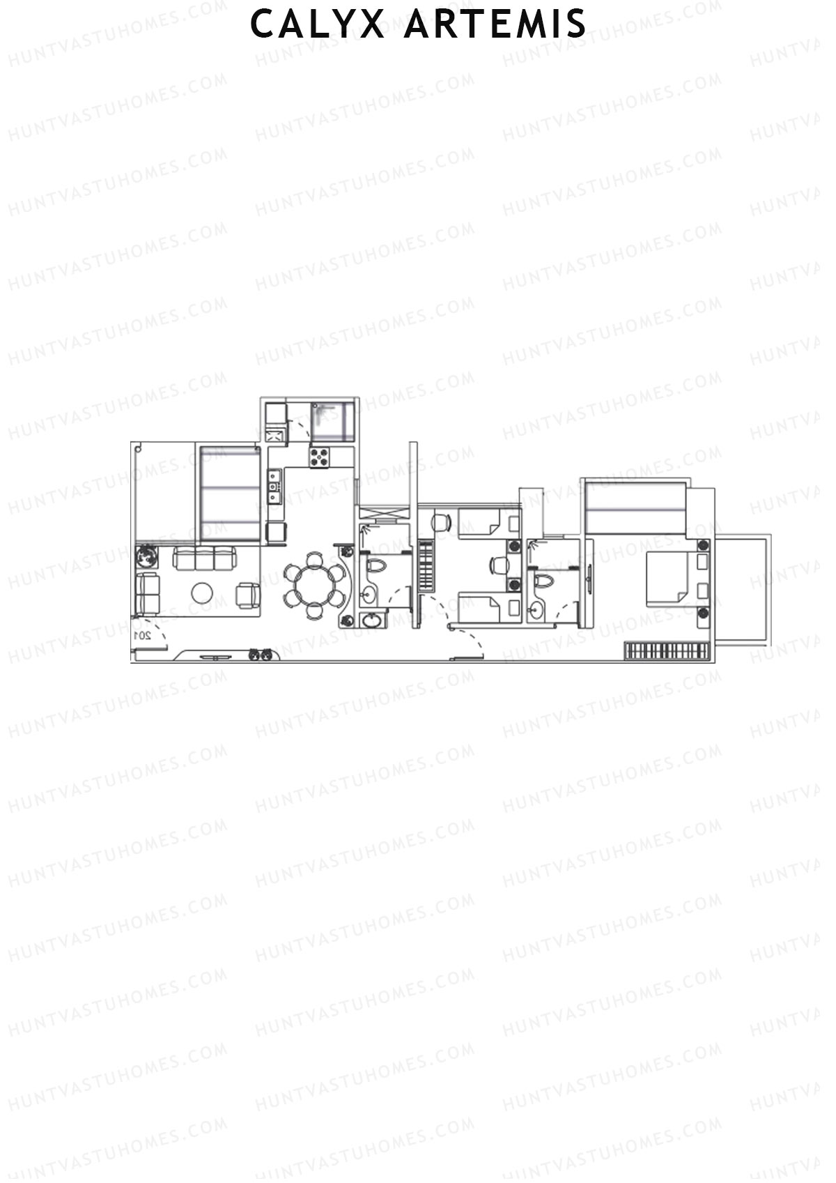Calyx Artemis Wing B Unit 1 Floor Plan