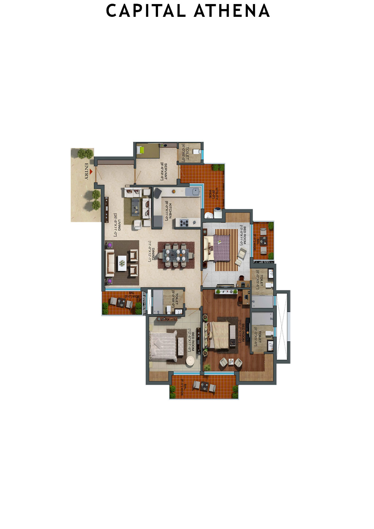 Capital Athena Tower CA3 Unit 1 (Type 5) Floor Plan