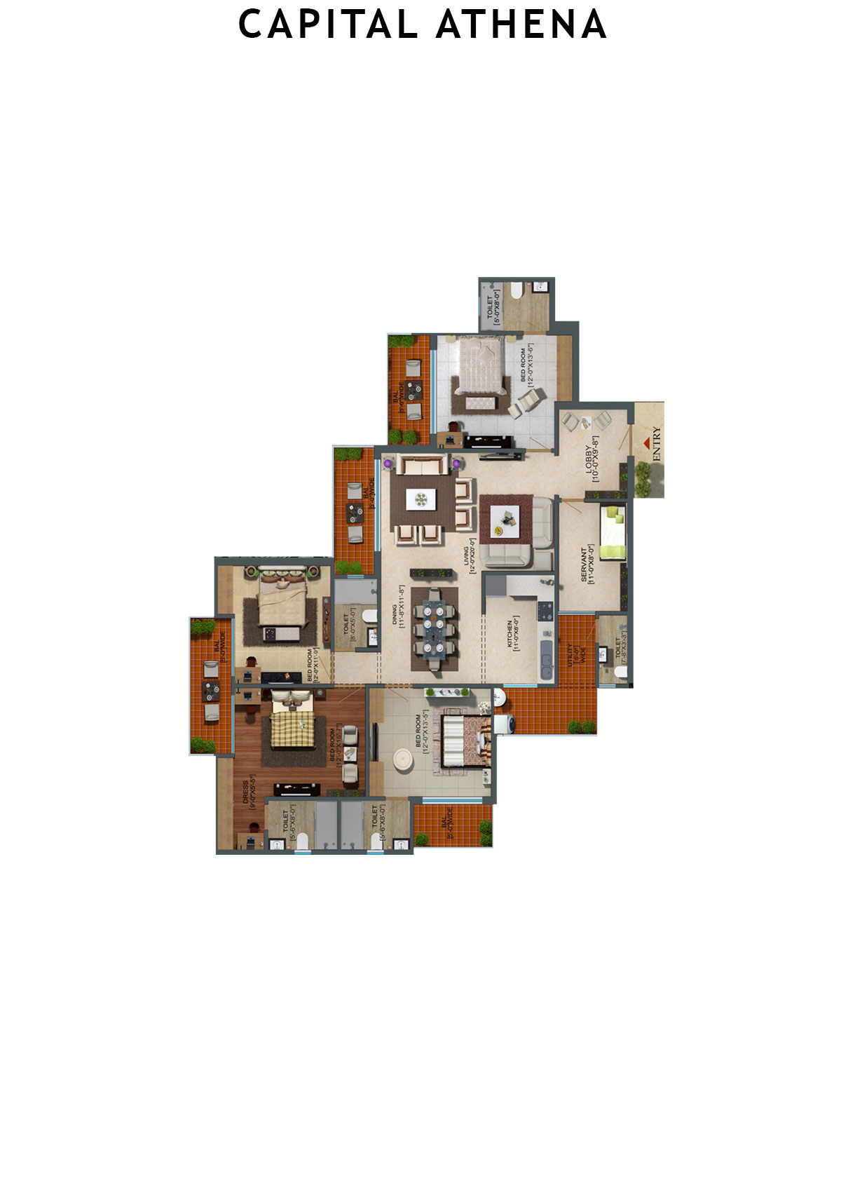 Capital Athena Tower CA3 Unit 2 (Type 6) Floor Plan