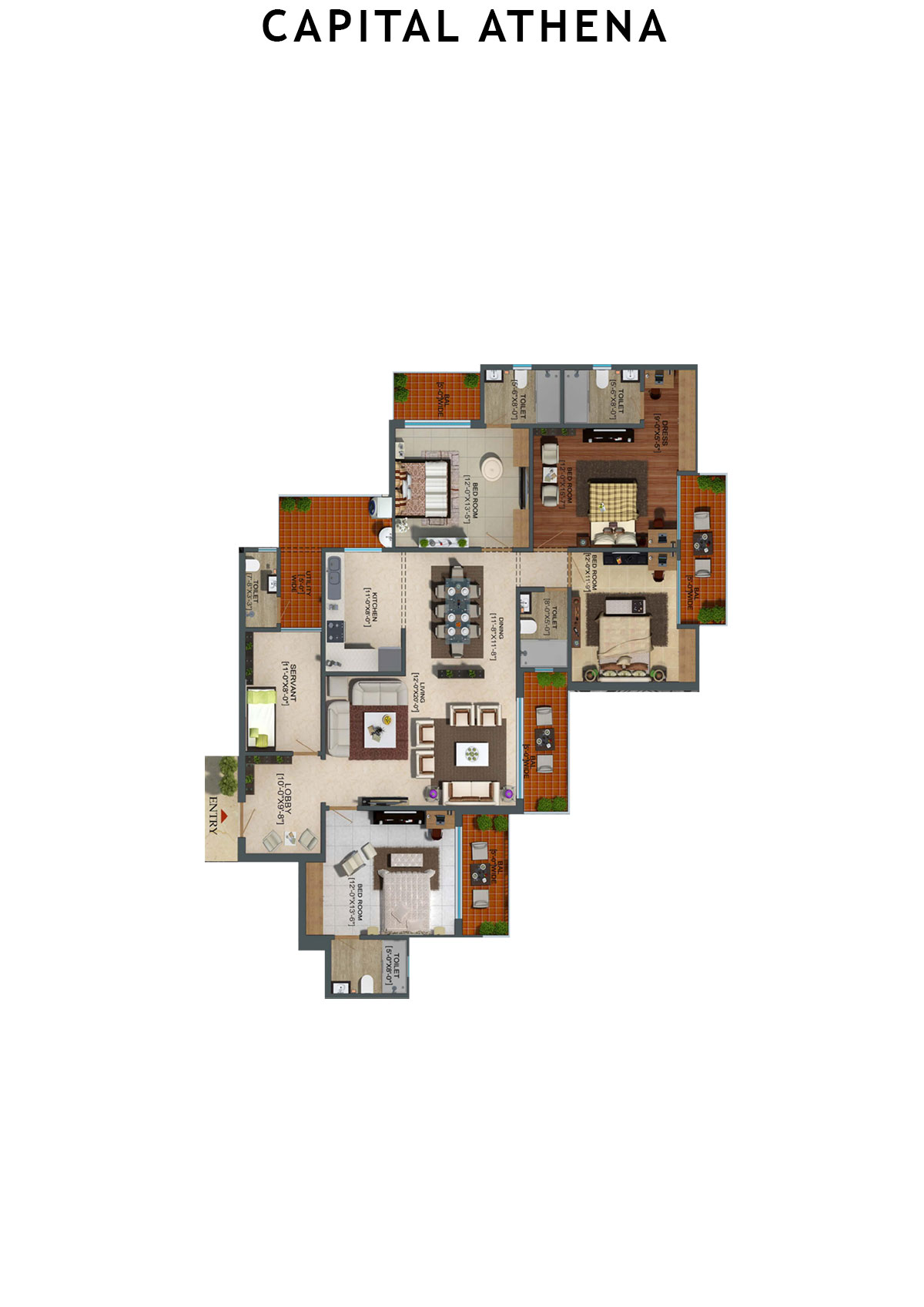 Capital Athena Tower CA3 Unit 4 (Type 6) Floor Plan