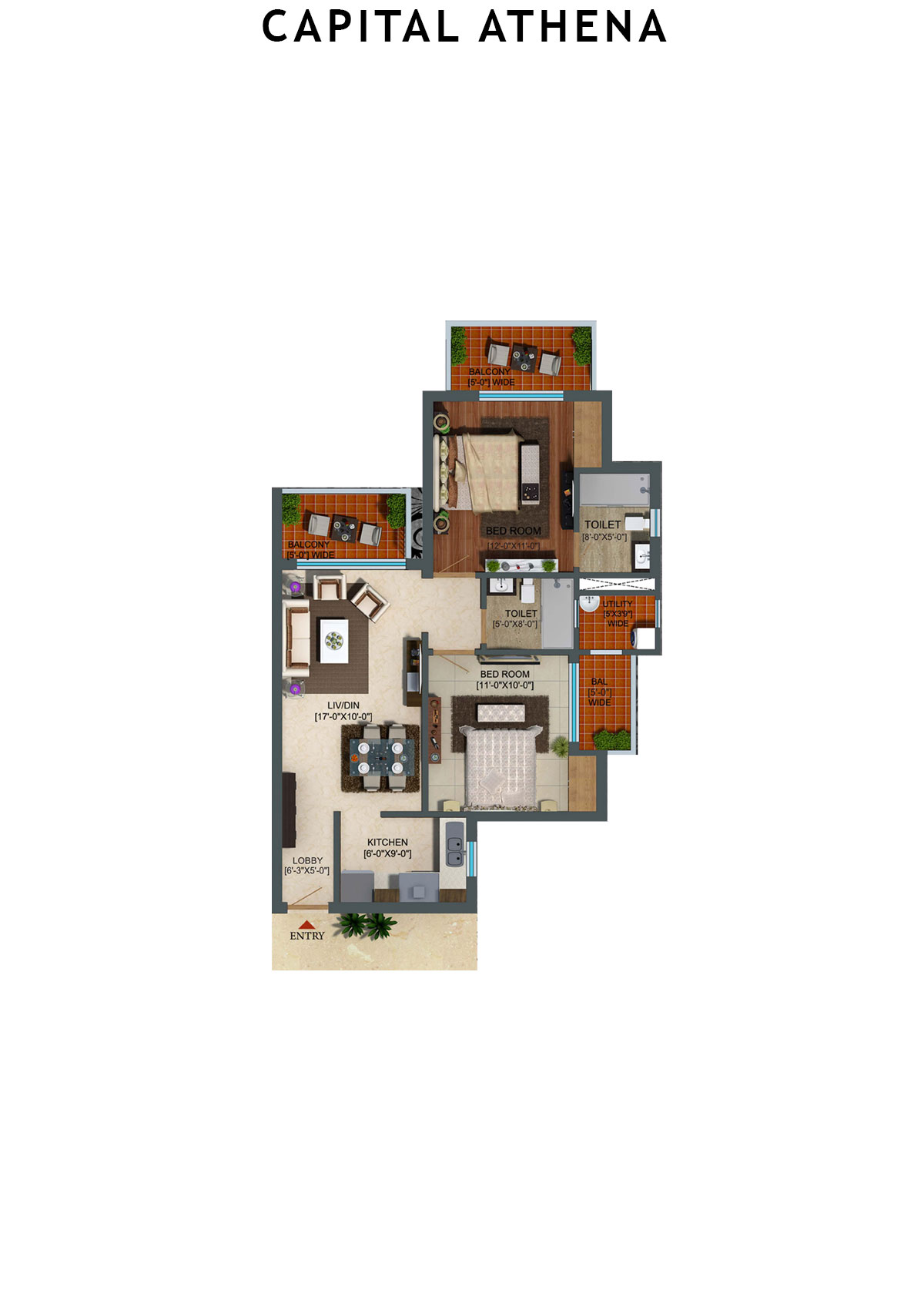 Capital Athena Tower CA7 Unit 1 (Type 1) Floor Plan