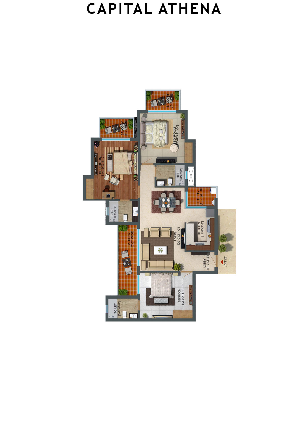 Capital Athena Tower CA8 Unit 1 (Type 3) Floor Plan