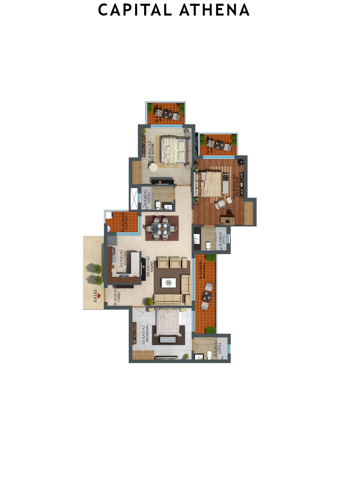Capital Athena Tower CA8 Unit 2 (Type 3) Floor Plan