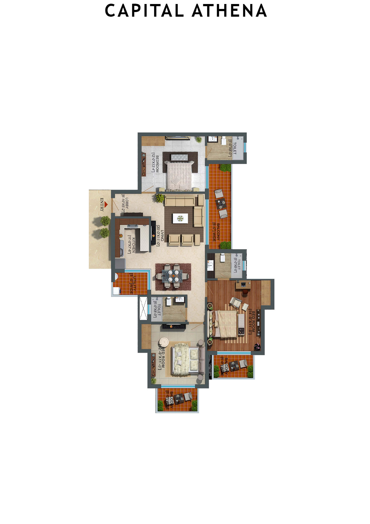 Capital Athena Tower CA8 Unit 3 (Type 3) Floor Plan