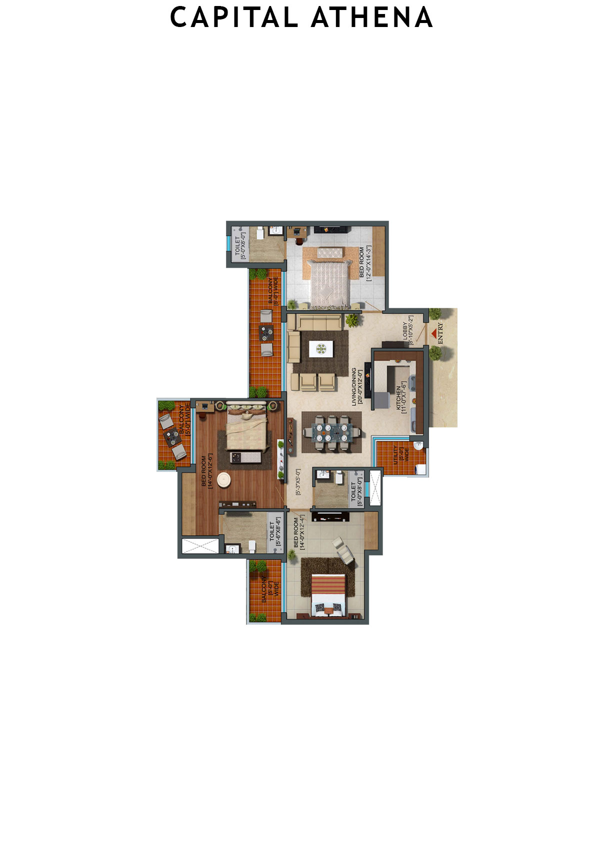 Capital Athena Tower CA8 Unit 4 (Type 4) Floor Plan
