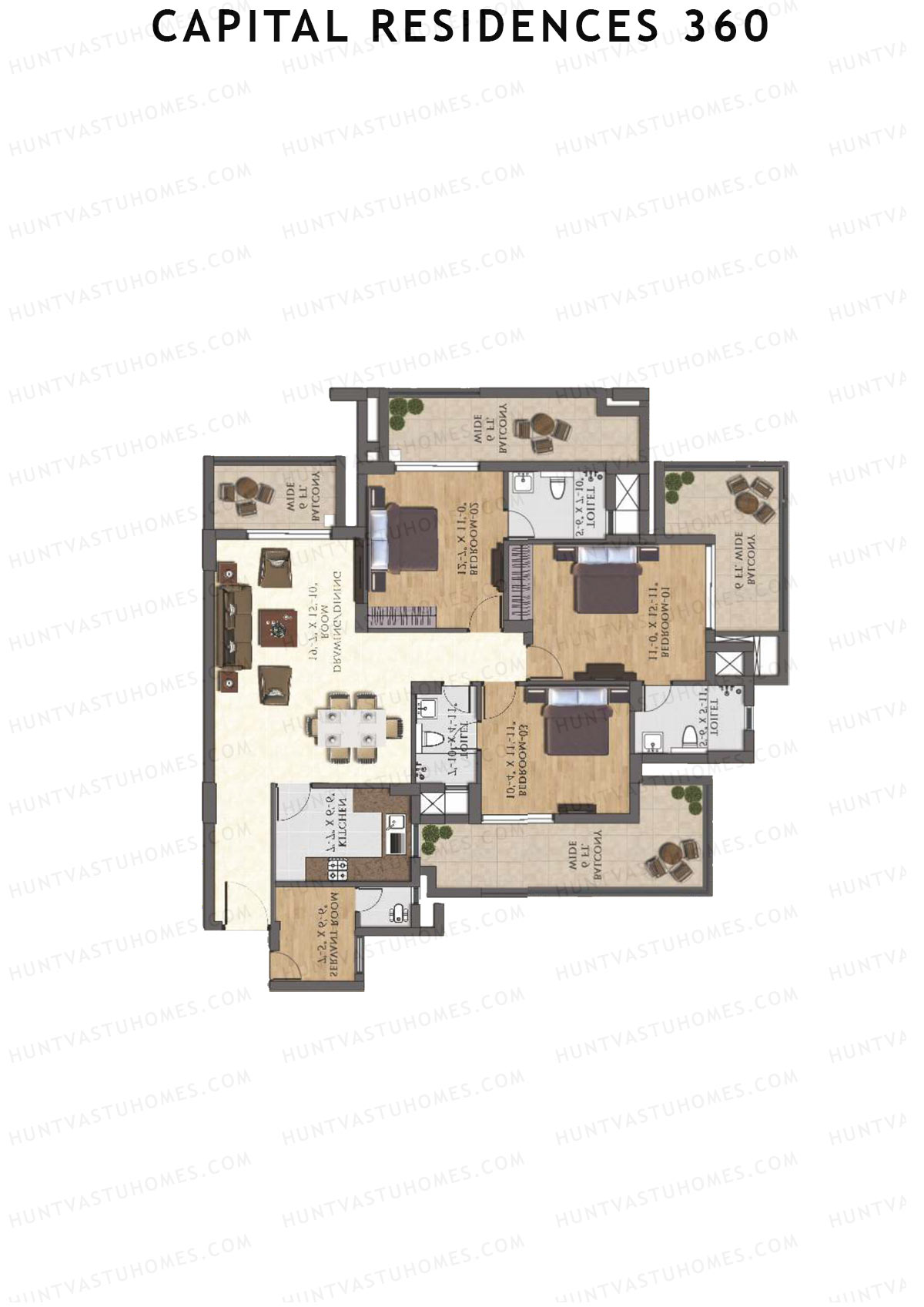 Capital Residences 360 Tower CR2 Unit 2 (Type 1) Floor Plan
