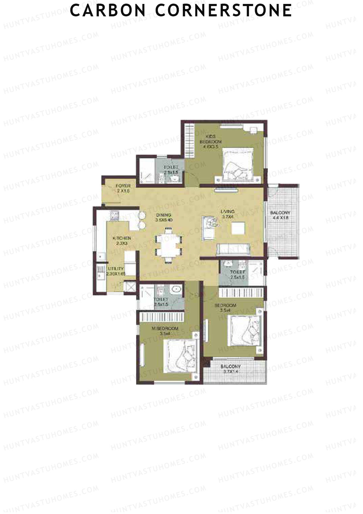 Carbon Cornerstone Tower 1 Unit 3 Floor Plan