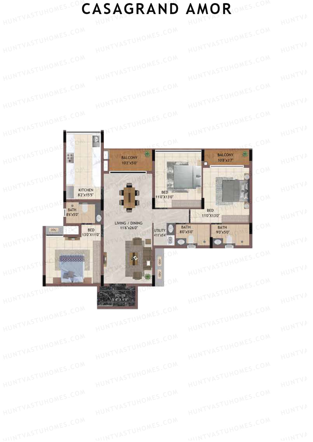 Casagrand Amor Block L Unit 3 Floor Plan