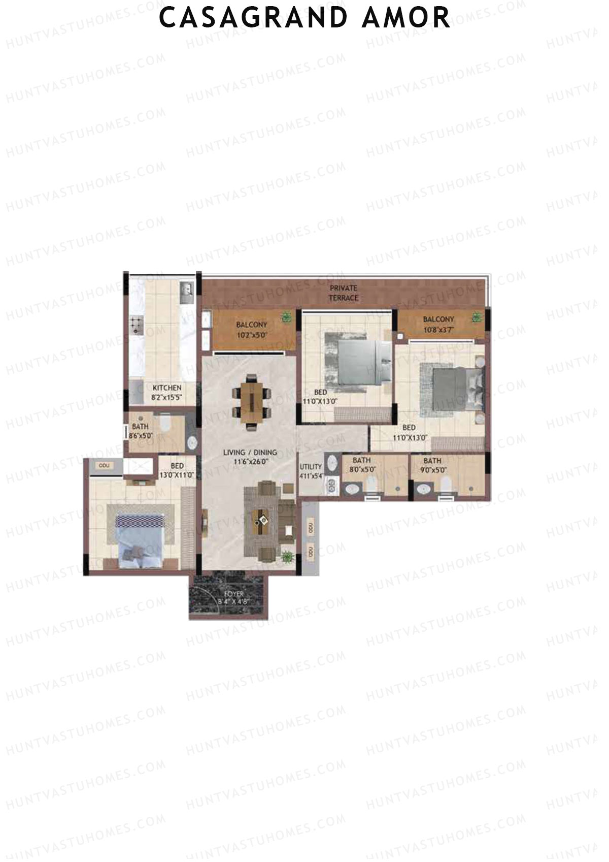 Casagrand Amor Block L Unit 3 Floor Plan