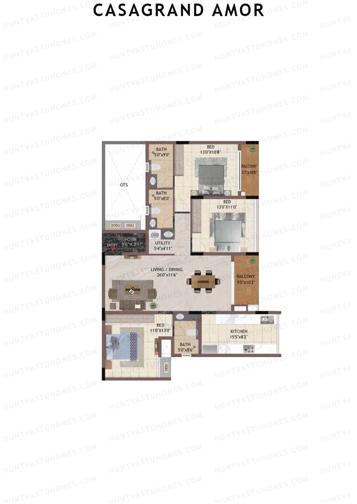Casagrand Amor Block P Unit 3 Floor Plan