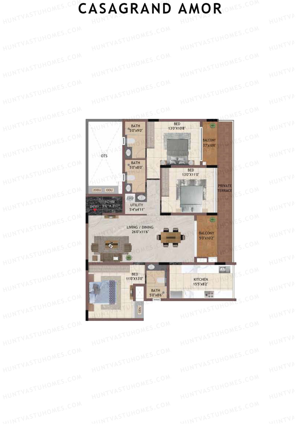 Casagrand Amor Block P Unit 3 Floor Plan