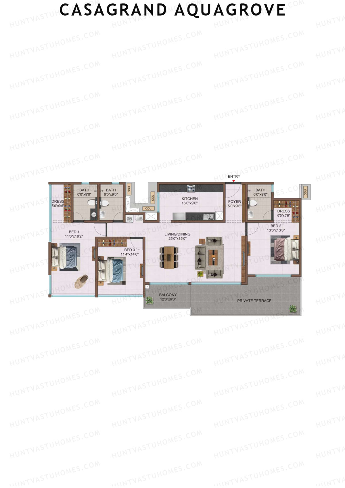 Casagrand Aquagrove, Block 3, Unit C4, 3BHK, Super Area 2065   sq ft 