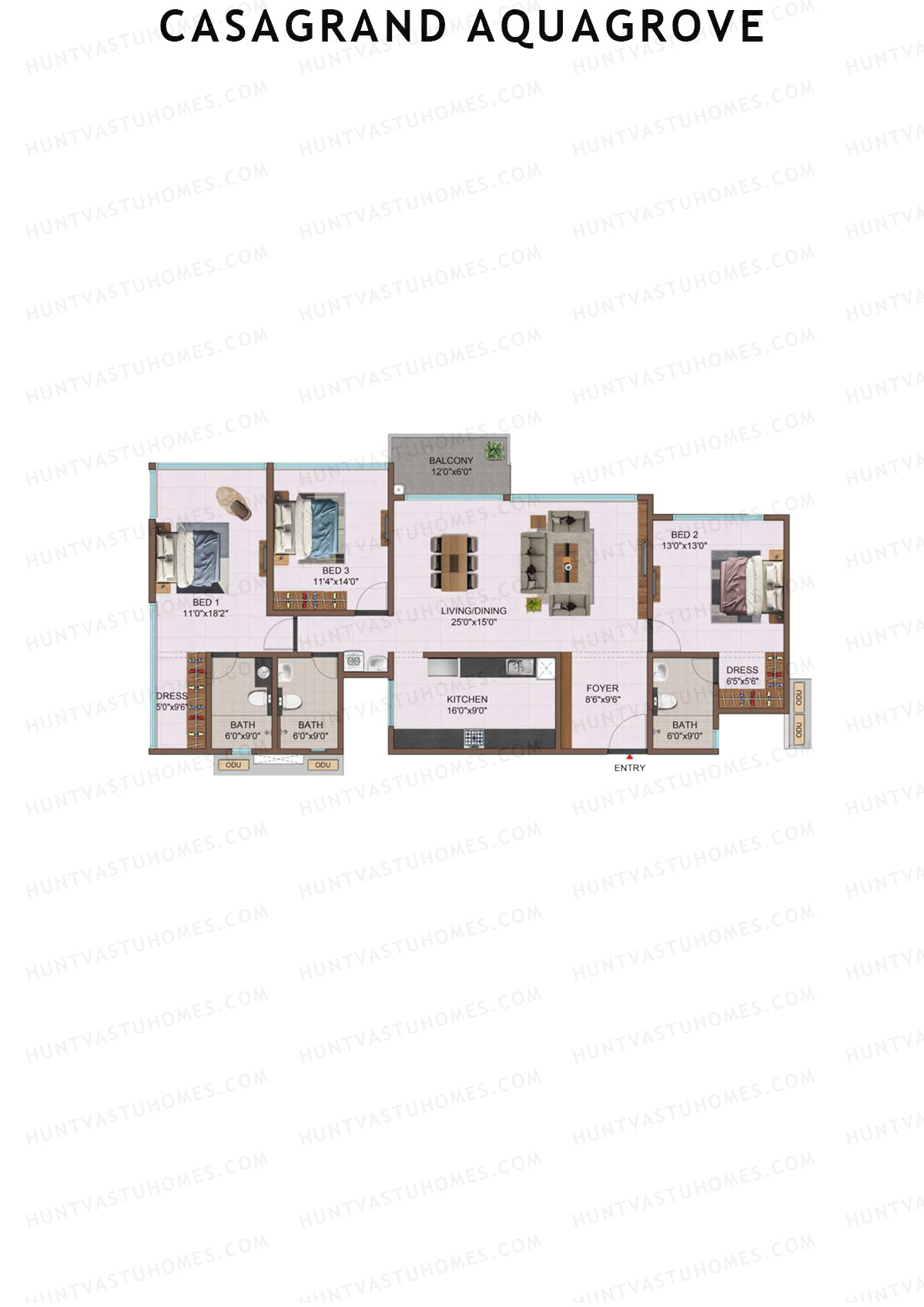 Casagrand Aquagrove, Block 3, Unit C5, 3BHK, Super Area 2100   sq ft 