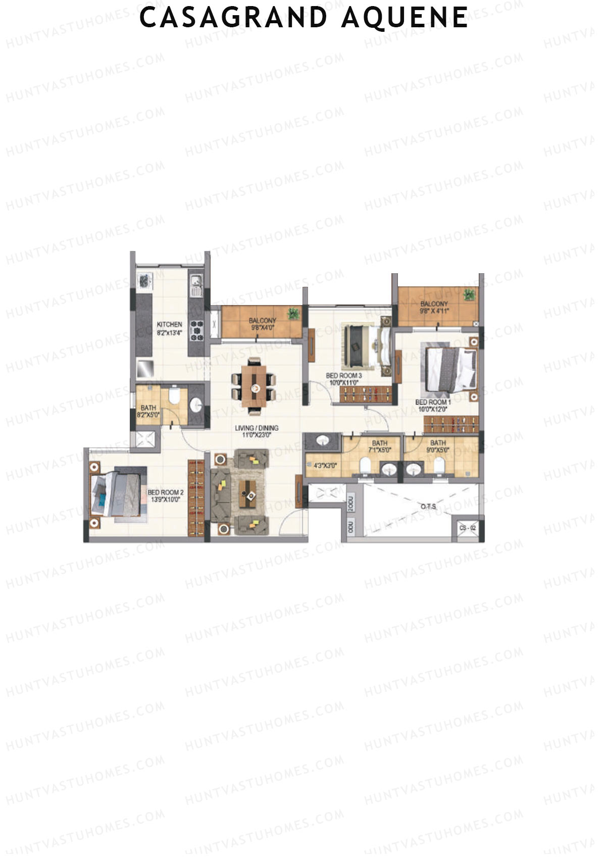 Casagrand Aquene Tower 1 Unit A7 Floor Plan